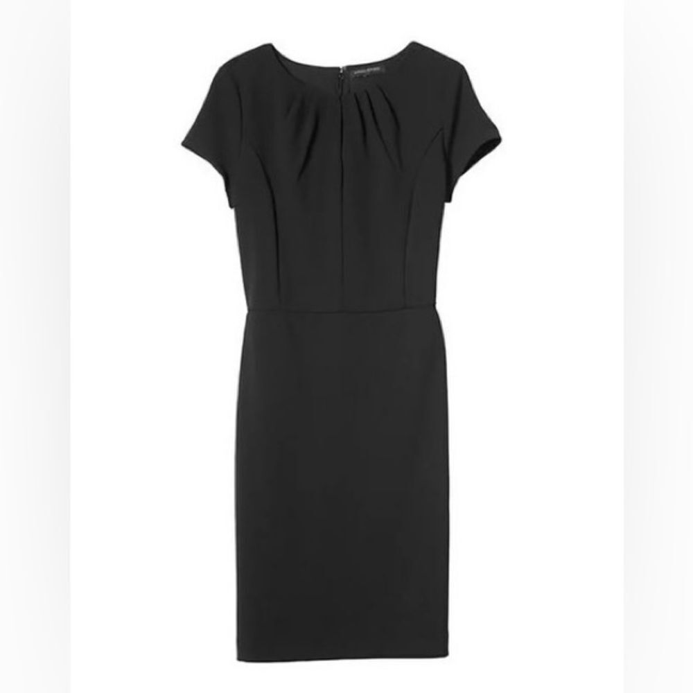 Banana Republic Factory Pleat-Neck‎ Sheath Dress Eggplant (Not black) 8 NWT